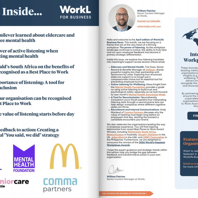 A screenshot of the WorkLife Business Magazine